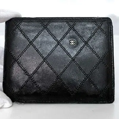 Pre-owned Chanel Black Leather Wallet (bi-fold) ()