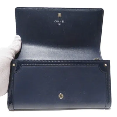 Pre-owned Chanel Black Navy Leather Coin Purse/coin Case () In Multi