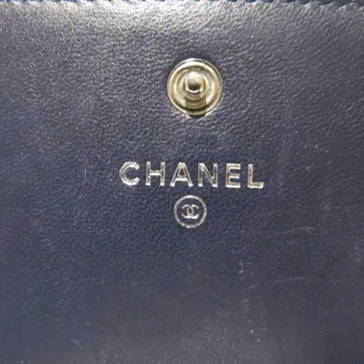 Pre-owned Chanel Black Navy Leather Coin Purse/coin Case () In Multi