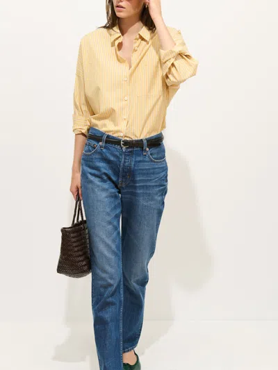 Alex Mill Jo Striped Shirt In Cotton Poplin In Yellow