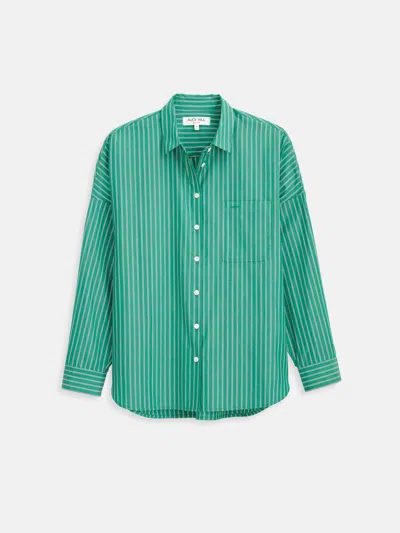 Alex Mill Jo Striped Shirt In Cotton Poplin In Green