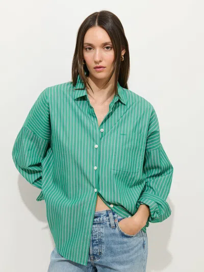 Alex Mill Jo Striped Shirt In Cotton Poplin In Green