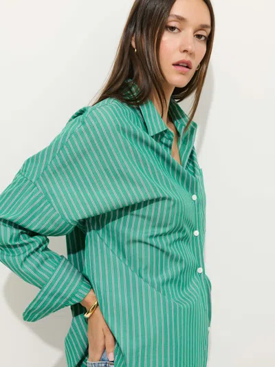 Alex Mill Jo Striped Shirt In Cotton Poplin In Green