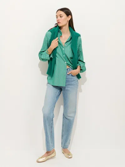 Alex Mill Jo Striped Shirt In Cotton Poplin In Green