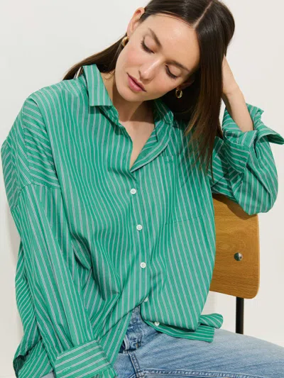 Alex Mill Jo Striped Shirt In Cotton Poplin In Green