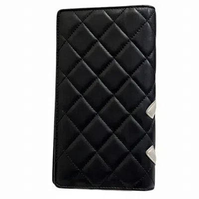 Pre-owned Chanel Black Pink Leather Long Wallet (bi-fold) () In Multi