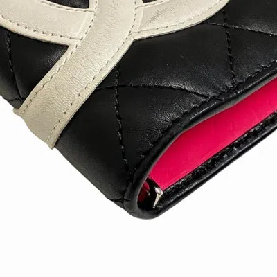 Pre-owned Chanel Black Pink Leather Long Wallet (bi-fold) () In Multi