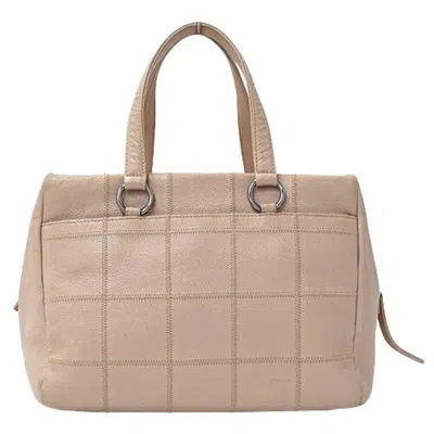 Pre-owned Chanel Chocolate Bar Pink Beige Grained Calfskin Handbag Tote Bag ()