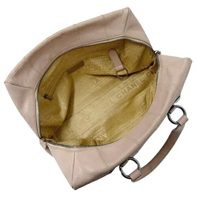 Pre-owned Chanel Chocolate Bar Pink Beige Grained Calfskin Handbag Tote Bag ()