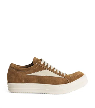 Rick Owens Suede Low-top Sneakers In Brown
