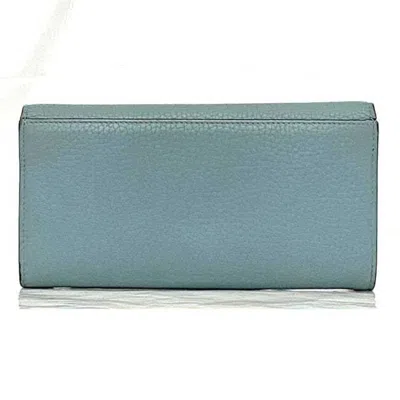 Pre-owned Dior Christian  Light Blue Leather Long Wallet (bi-fold) ()