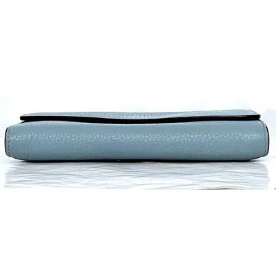 Pre-owned Dior Christian  Light Blue Leather Long Wallet (bi-fold) ()