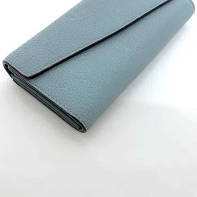 Pre-owned Dior Christian  Light Blue Leather Long Wallet (bi-fold) ()