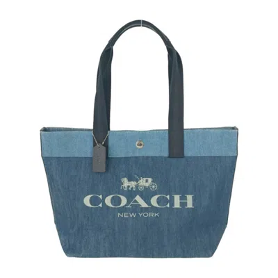 Pre-owned Coach Blue Navy Denim Handbag Shoulder Bag Tote Bag ()