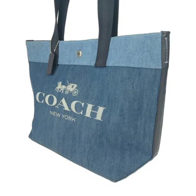 Pre-owned Coach Blue Navy Denim Handbag Shoulder Bag Tote Bag ()