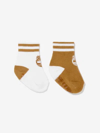 Timberland Baby 2 Pack Boot Bootie Socks Set In Brown