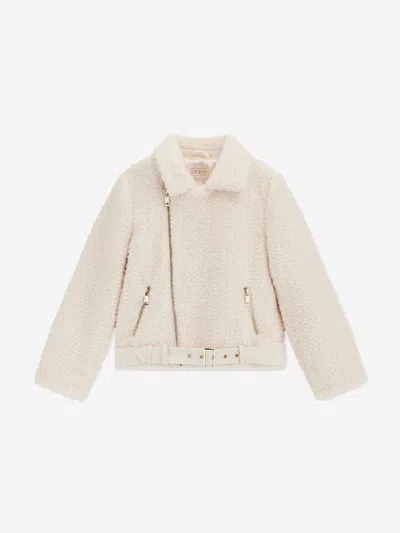 Guess Belted Teddy-texture Jacket In Neutral