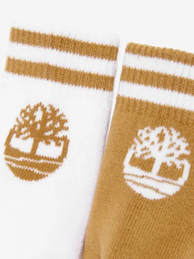 Timberland Baby 2 Pack Boot Bootie Socks Set In Brown