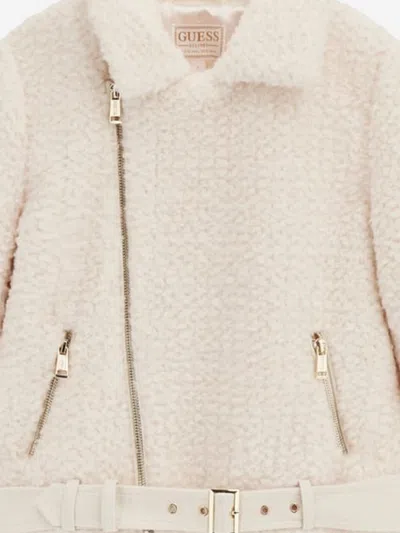 Guess Belted Teddy-texture Jacket In Neutral