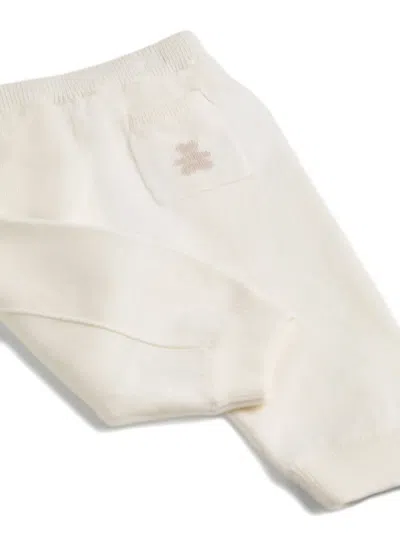Brunello Cucinelli Cashmere Bear-embroidered Trousers In White