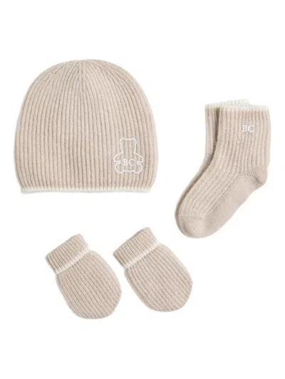 Brunello Cucinelli Ribbed Teddy-bear Beanie Hat Set (set Of Three) In Brown