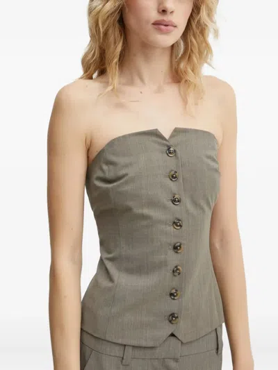 Samsoe & Samsoe Button-front Strapless Top In Gold