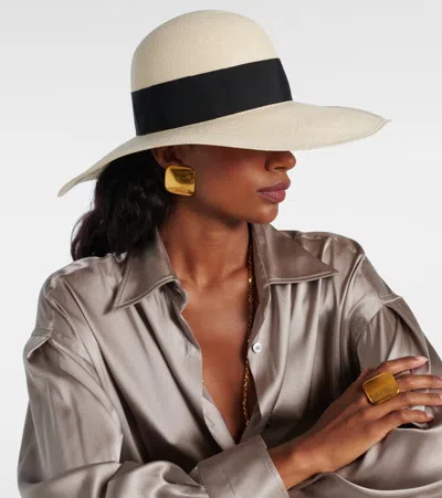 Tom Ford Wide-brim Straw Hat In Neutral