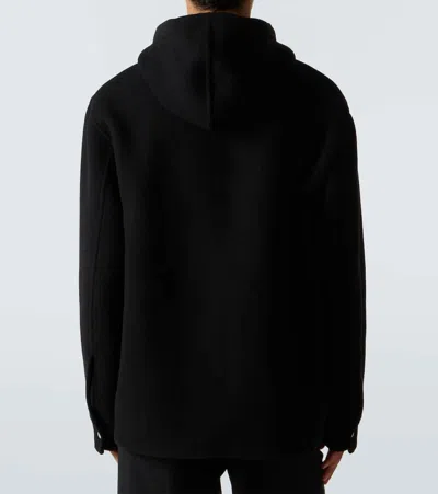 Jil Sander Hooded Cashmere Cardigan With Ribbed Cuffs And Hem In Black