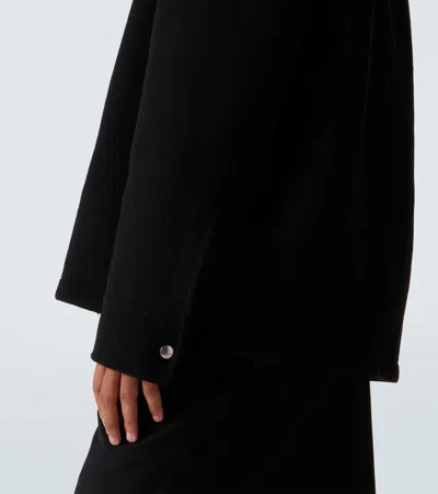 Jil Sander Hooded Cashmere Cardigan With Ribbed Cuffs And Hem In Black