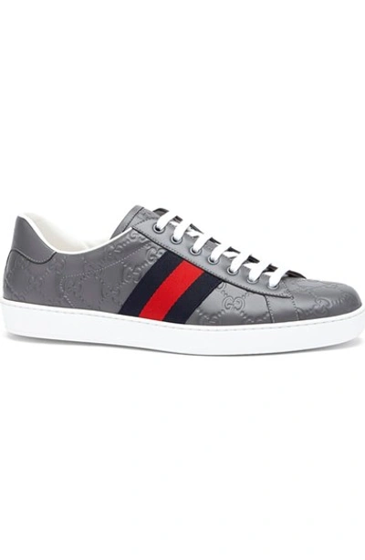 Shop Gucci 'new Ace' Sneaker (men) In Grey Leather