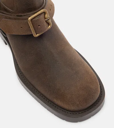 Burberry Soft Saddle Suede Knee-high Boots In Brown