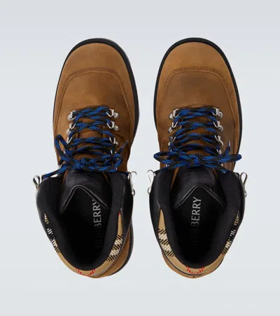 Burberry Moor Suede Lace-up Hiking Boots In Brown