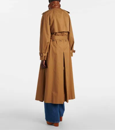 Chloé Long Water-repellent Beige Trench Coat In Cotton Gabardine In Brown