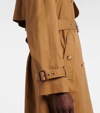 Chloé Long Water-repellent Beige Trench Coat In Cotton Gabardine In Brown