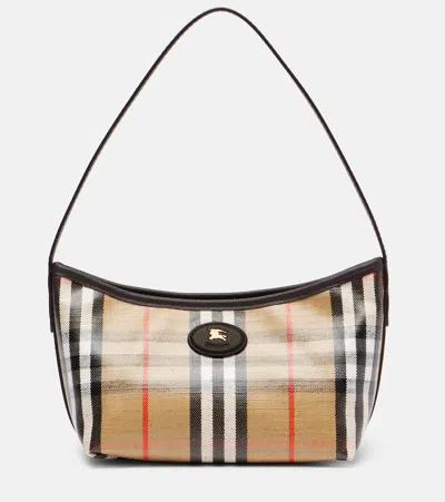 Burberry Womens Sand Mini Highlands Waxed-cotton Baguette Shoulder Bag In Brown