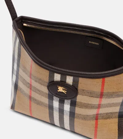Burberry Womens Sand Mini Highlands Waxed-cotton Baguette Shoulder Bag In Brown