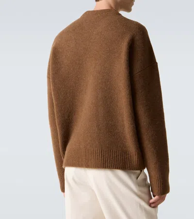 Ami Alexandre Mattiussi Knitted Sweater With Ribbed Crew Neckline In Brown