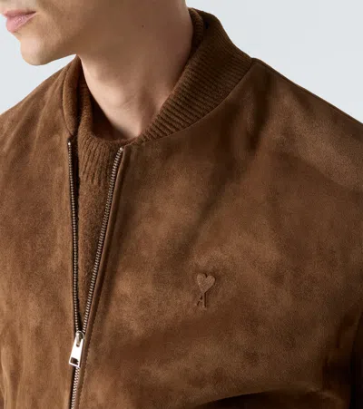 Ami Alexandre Mattiussi Goat Suede Jacket In Brown