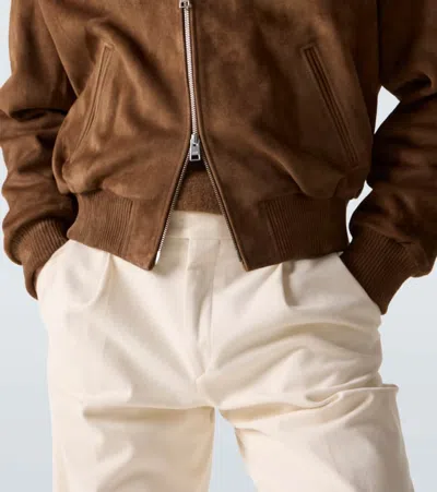 Ami Alexandre Mattiussi Goat Suede Jacket In Brown