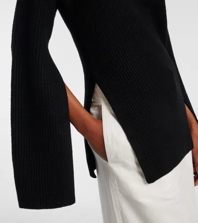 Totême Toteme Women's Slit Sleeve Knit Jumper In Black