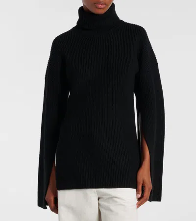 Totême Toteme Women's Slit Sleeve Knit Jumper In Black