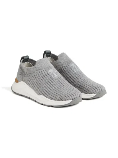 Brunello Cucinelli Front-detail Slip-on Sneakers In Gray