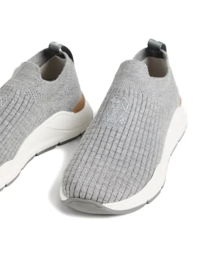 Brunello Cucinelli Front-detail Slip-on Sneakers In Gray