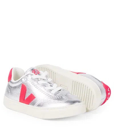 Veja Volley Metallic Leather Sneakers In Silver