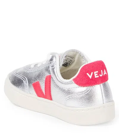 Veja Volley Metallic Leather Sneakers In Silver