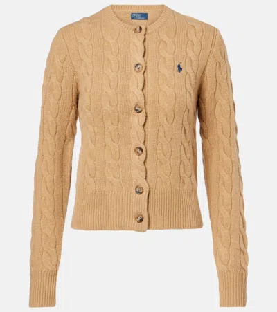 Polo Ralph Lauren Brown Wool Cardigan In Sand