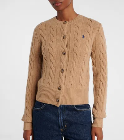 Polo Ralph Lauren Brown Wool Cardigan In Sand