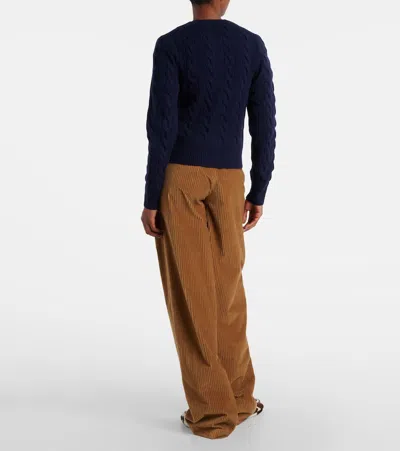 Polo Ralph Lauren Cable Knit Slim Fit Cardigan In Blue