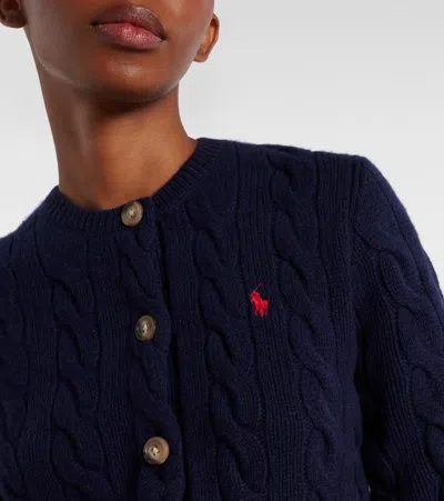 Polo Ralph Lauren Cable Knit Slim Fit Cardigan In Blue