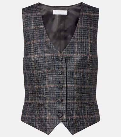 Gabriela Hearst Coleridge Vest In Charcoal Multi Wool Silk Clubcheck Plaid In Gray